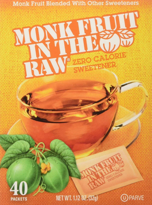 Monk Fruit in the Raw Sweeteners, Sugar Substitute, 4 Pack – 40 Count Each, 160 Total Packets