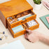 Small Wooden Storage Box with Drawers, Desk Organizer, Vintage French Design (9.75 x 7 x 5 In)