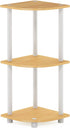 Furinno Turn-N-Tube 3-Tier Corner Display Rack Multipurpose Shelving Unit, Beech/White, Model:12077BE/WH