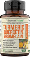 Turmeric Curcumin Quercetin with Bromelain and BioPerine Supplement - Balance and Support for Immune System and Inflammation. Occasional Joint Discomfort Relief. 60 Vegan Capsules for Adults