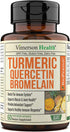 Turmeric Curcumin Quercetin with Bromelain and BioPerine Supplement - Balance and Support for Immune System and Inflammation. Occasional Joint Discomfort Relief. 60 Vegan Capsules for Adults
