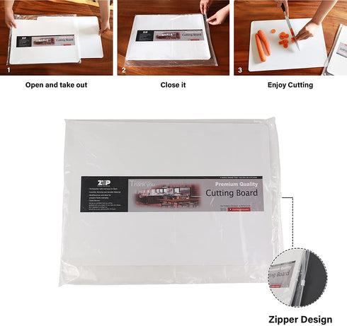 ZVP Disposable Cutting Boards 30 Count, Collapsible Cutting Board Sheet with Built-in Crease, Flexible Plastic Cutting Mat for Kitchen and Commercial Use, 17 x 12 In
