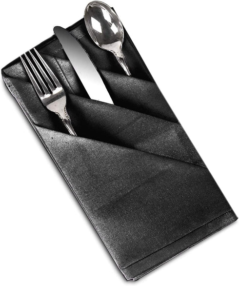 Talvania Cloth Dinner Napkins - 12 Pack Luxuriously Soft & Hotel Quality Cotton Napkins, Brilliant Fabric Napkins (18 X 18) Perfect for Events, Hotel & Home Use (Black)