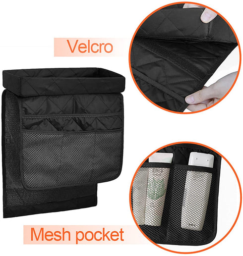 MDSTOP Sofa Armrest Organizer Caddy with Cup Holder Tray, TV Remote Control Holder, Couch Armchair Caddy Fits for Cups, Game Controller, Pens, Magazines, Snacks, Glasses (Black, 32" — 13")