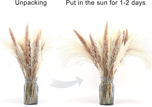 70Pcs Boho Pampas Grass Large,Fluffy Artificial Pampas Grass Decor Tall,Non Shedding Natural Dried Pompass Grass Branches,Pampas Plants for Flower Arrangements Wedding Home Decor