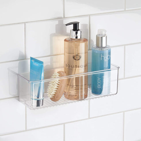 iDesign AFFIXX Plastic Wall Mount Organizer Rack, Shelf for Kitchen, Bathroom, Office, Bedroom, Craft Room, 3" x 11" x 3.25", Clear