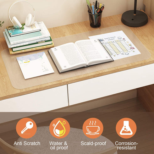 NATRKE Clear PVC Desk Protector Pad, 1.5mm Thick 16 x 32 Inch Transparent Non-Slip Desk Writing Mat for Home, Office