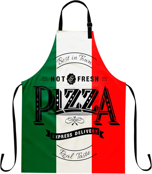 EZYES Pizza Apron, Cat & Pizza Kitchen Aprons with Pocket & Adjustable Neck for Chef Cooking Gardening Home Adult Size