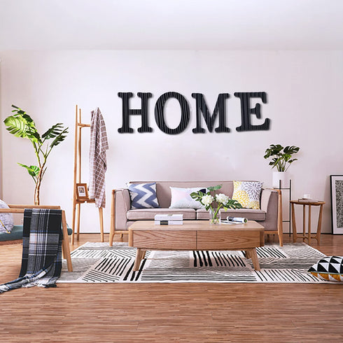 13.7" Metal Letters for Wall Decor, Corrugated Black Large 3D Letters, Decorative Farmhouse Hanging Alphabet Signs for Home Bedroom Office Wedding Party (H)