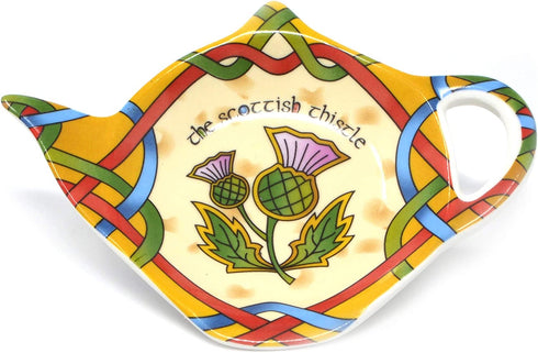 Royal Tara Scottish Tea Pot Shape Teabag Holder New Bone China with Scottland Thistle Width -5.90 inch