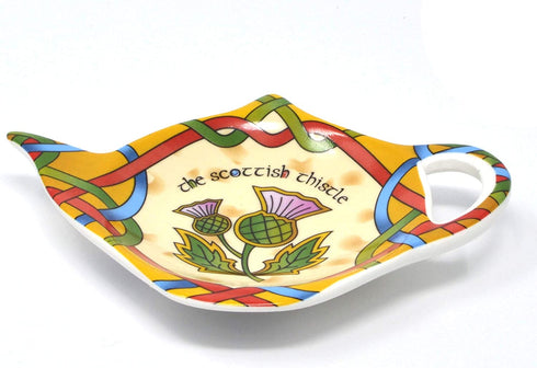 Royal Tara Scottish Tea Pot Shape Teabag Holder New Bone China with Scottland Thistle Width -5.90 inch