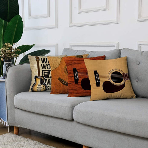 ArtSocket Set of 4 Throw Pillow Covers Guitar Music Speaks Messenger Electric Musician Where Words Fail Spruce Top Acoustic Decorative Pillow Cases Home Decor Square 18x18 Inches Pillowcases