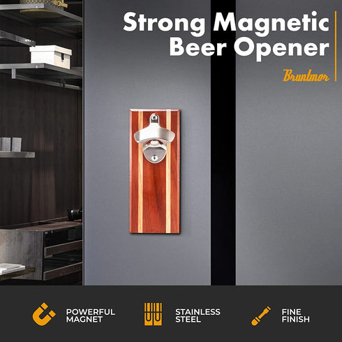 Bruntmor, CAPMAGS Strong Magnetic w/Zinc Alloy Beer Opener & Cap Catcher - Metal Magnetic (Epitong)