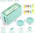 Bento Box Japanese Lunch Box Kit, HSYTEK Stackable Bento Boxes for Adult, Wheat Straw Bento Box with Utensils, Leakproof Lunch Container Kids Bento, Green Bento Box Microwave Safe -1000ml