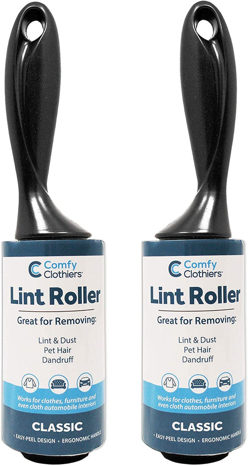 Sticky Tape Lint Roller for Clothes (2-pk) - Removes Dust & Lint from Clothing (140 Sheets Total - 2 Rolls with 70 Sheets Per Roll) by Comfy Clothiers