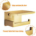 HITSLAM Gold Toilet Paper Holder, Stick on Brushed Brass Toilet Paper Holder with Shelf, Self Adhesive No Drill or Wall-Mount with Screws for Bathroom