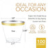 100 Plastic Cups 9 Oz Gold Plastic Cups Old Fashioned Tumblers Gold Rimmed Plastic Cups for Party Decorations Disposable Clear Plastic Cups for Wedding Cups Elegant Party Cups