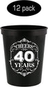 Veracco Cheers To 40 Years Stadium Party Cup Funny 40th Birthday Gag Gifts For Him Her Forty And Fabulous (Black, 12)