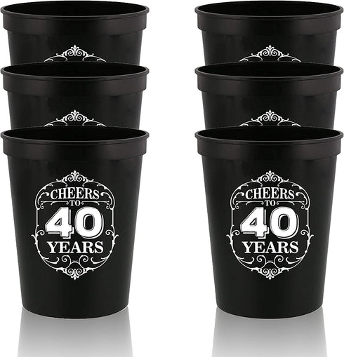 Veracco Cheers To 40 Years Stadium Party Cup Funny 40th Birthday Gag Gifts For Him Her Forty And Fabulous (Black, 12)