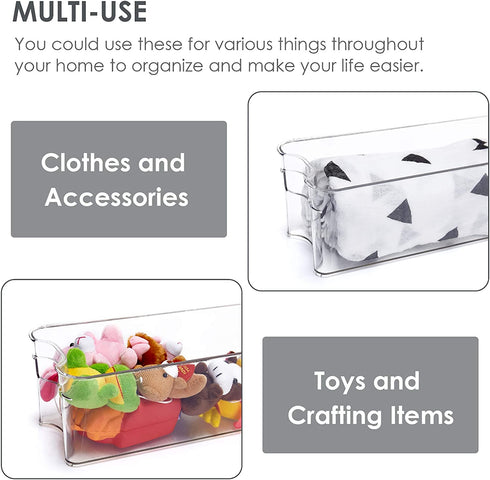 Vtopmart Breastmilk Storage Container 4PCS Set, Clear Freezer and Fridge Organizer Bins, Plastic Storage Bins for Breast Milk, Baby Pouches, Formula, Bottles and Yogurts, 4.3™™ Width, 14.5" Long