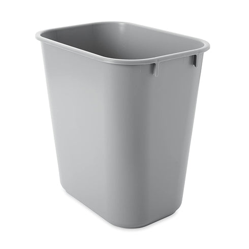 Rubbermaid 2955 GRA 13-5/8 qt Capacity, 11-3/8" Length x 8-1/4" Width x 12-1/8" Height, Gray Color, Linear Low-Density Polyethylene Deskside Small Wastebasket