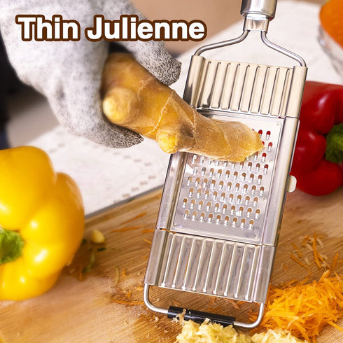 Multi-Purpose Citrus Zester, Cheese Grater & Vegetable Chopper,Handheld 4 adjustable Blades sets Stainless Steel Cutter Slicer for Lemon, Nutmeg, Chocolate, Vegetables, Fruits