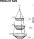 AOMRYOM 3 Tier Hanging Basket with Adjustable Wall Mount Ceiling Hanging Hooks, Rustic Country Style Fruit and Vegetable Basket Space Saving, Kitchen Storage Baskets, Black Heavy Duty Wire Organizer