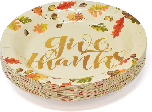 Thanksgiving Plates And Napkins Give Thankks Party Supplies Dinnerware 50 9" Paper Plates 50 7" Plate 50 Luncheon Napkin Autumn Leaves Elegant Gold Foil Harvest Fall Tableware Disposable Dinnerware