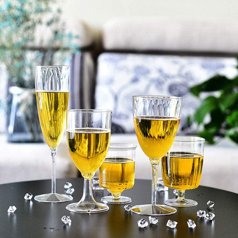 HyHousing 6 Oz Clear Plastic Champagne Glasses 16 Pack, Hard Disposable Plastic Champagne Flute Ideal for Home Daily Life Party Wedding Toasting Drinking Champagne (CF1-16)