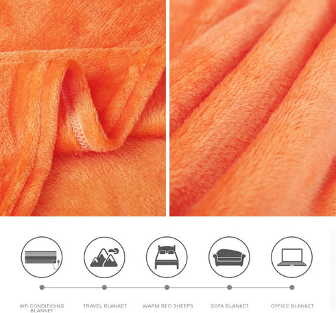 uxcell Flannel Fleece Blanket Soft Lightweight Plush Microfiber Bed or Couch Blanket, Orange Twin