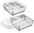 8 Inch Square Cake Pan with Lid, P&P CHEF Stainless Steel Baking Pans and Lids, For Lasagna Brownie Cake, Heavy Duty & Food Grade, Durable Pans & Plastic Covers, Oven & Dishwasher Safe (2 Pans+2 Lids)