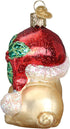 Old World Christmas Ornaments: Holly Hat Pug Glass Blown Ornaments for Christmas Tree (12430)