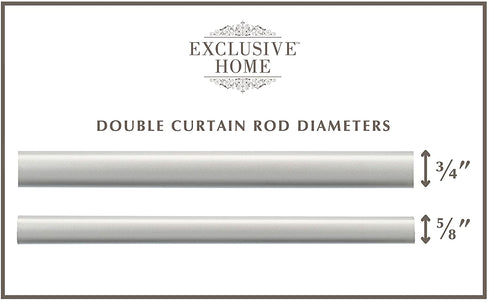Exclusive Home Curtains ER1024-03 66120 Mosaic Double Curtain Rod and Finial Set, Adjustable 66"-120", Matte White