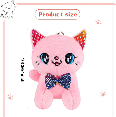 8 Pieces Mini Cats Plush Toy 4 Inch Stuffed Cats Tiny Soft Plush Cats Doll Plush Hanging Pendant Ornament for DIY Keychain Birthday Xmas Decorations Party Favor