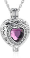 shajwo Cremation Jewelry Heart Urn Necklace for Ashes for Women Gilrs Mini Memorial Keepsake Birthstone Crystals Human Pet Ashes Pendant