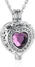 shajwo Cremation Jewelry Heart Urn Necklace for Ashes for Women Gilrs Mini Memorial Keepsake Birthstone Crystals Human Pet Ashes Pendant
