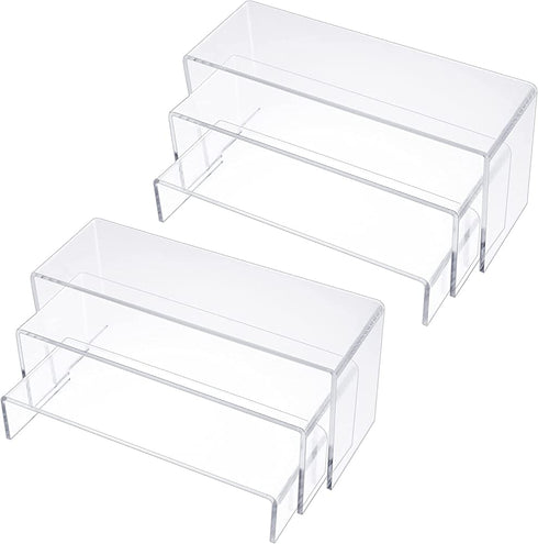 Goabroa Acrylic Display Risers, Clear Rectangle Stands Shelf for Display 6pcs