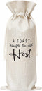 A Toast For The Host Wine Bag, Gift for Bridal Shower Housewarming Party, Gifts for Holiday Hostess Women Wedding Girls Night Burlap Bag €“ 1 Pc(host 002)
