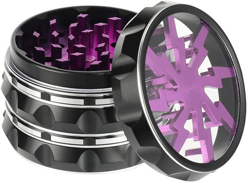 TIRIRS 2.5" Aluminium Grinder with Clear Top, Best Gifts, Black and Purple
