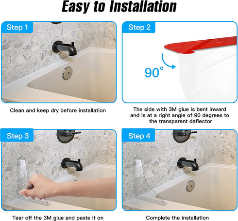 Tiga 2 Pieces Bathtub Shower Splash Guard, Bathroom Bath Tub Splash Guards with 3M Super Viscose, Perfectly Matched to Shower Curtain Weights