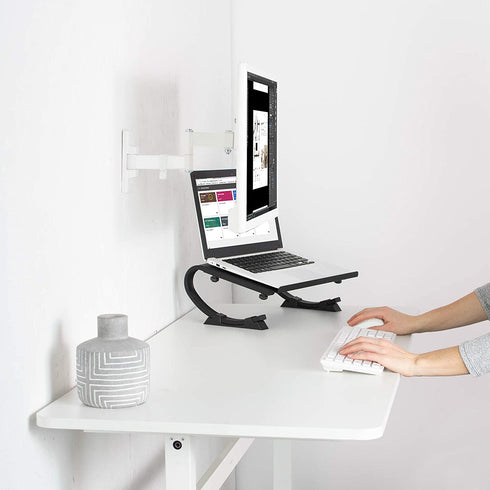 VIVO Full Motion Wall Mount for Single 13 to 27 inch LCD LED TV and Computer Monitor Screen, Tilt and Swivel Bracket with Max 100x100mm VESA, White, MOUNT-VW01MW