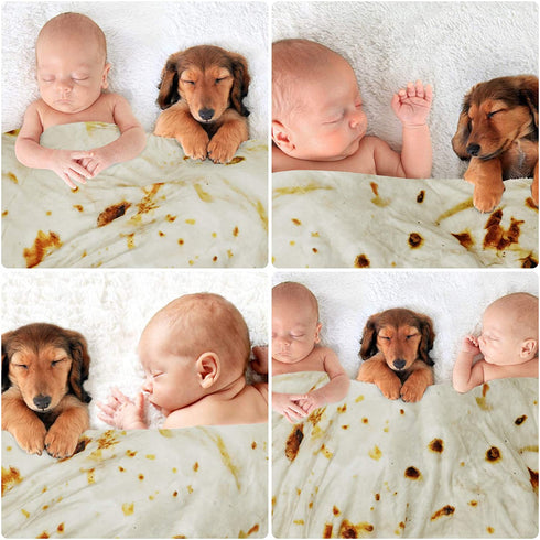 Admitrack Tortilla Wrap Blanket,Burritos Round Wrap Blanket,Tortilla Throw Blanket,Funny Realistic Food Round Blanket,Novelty Burritos Throw Blanket for Adults&Kids