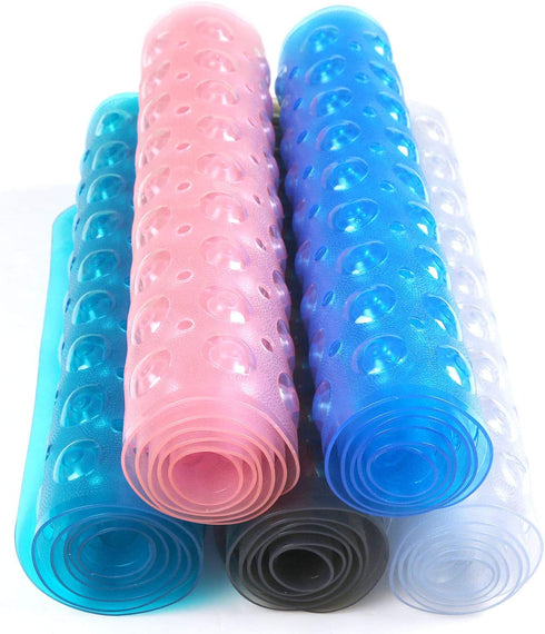 HealthSmart Bath Mat Extra Large No Slip Shower & Bathtub Mat with Suction Cups and Drain Holes for Anti-slip Grip, Machine Washable, Extra Large, 40 x 15.5, Pink