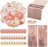 Rose Gold Balloons Party Decorations Supplies Set 35 Pack Include 30 Balloons, 2 Foil Fringe Curtains, 1 Rose Gold Sequin Table Runner, 2 Foil Ribbon for Birthday Party, Wedding,Xmas New Year Festival