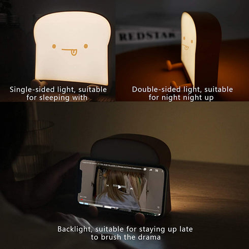 QANYI Cute Night Light Toast Bread LED Night lamp with Rechargeable and Timer, Portable Bedroom Bedside Bed lamp Birthday Gifts Ideas for Tween Teenage Teenager Teen Girls Boys Women