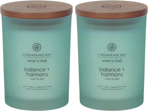 Chesapeake Bay Candle Scented Candles, Balance + Harmony (Water Lily Pear), Medium (2-Pack)