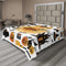 Ambesonne Halloween Flat Sheet, All Hallows Day Objects Haunted House Owl and Trick or Treat Candy Black Cat, Soft Comfortable Top Sheet Decorative Bedding 1 Piece, King Size, Orange Black