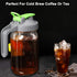 32 Oz Glass Mason Jars Pitcher With Handle Lids, 1 Quart Wide Mouth Ball Jar Pitcher With Flip Cap Pour Spout For Cold Coffee Iced Tea Fridge Drinking Airtight & Leakproof