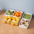 MineSign Snack Container Divided Veggie Serving Tray with Lid Salad Keeper with 4 Removable Boxes Stackable Refrigerator Organizer Bins Food Storage Organizer Produce Saver for Meal Prep