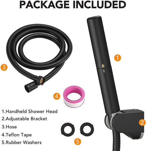 BESy 2 In 1 Function Handheld Shower Head Set High Pressure 7 Inch Shower Head High Flow Hand Shower Wand with 59 Inch Hose, Bracket, Matte Black Finish